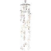 BESPORTBLE Hanging Seashell Wind Chimes Boho Shell Wind Chime White Beach Handmade Nautical for Indoor Outdoor Patio Balcony Garden (White)