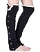 Dimore Plus Size Button Leg Warmers Boot Cuffs for Boots Knit Leg Warmers with Lace Crochet Black