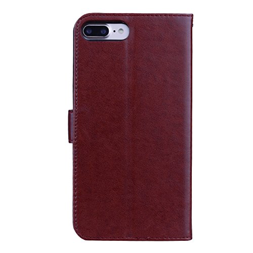 Scheam iPhone 7 Plus iPhone 8 Plus Wallet Leather Case Protective Durable Phone case Shell Folio flip Cell Phone Cover Bag Card Slots,Cash Pocket,Brown