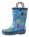 OAKI Toddler Rain Boots – Lightweight Waterproof Rubber Boots for Kids with Easy-On Handles – Durable Kids Outdoor Footwear, Blue Dino, 8T Toddler
