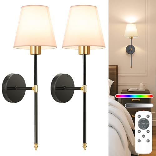 NIORSUN Battery Operated Wall Sconce Gold-black