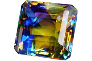 Generic 36.5 Ct Natural Mystic Topaz Multicolor Emerald Shape Loose Gemstone Certified Stone Gems for Jewelry Making gift for Womens, Rainbow