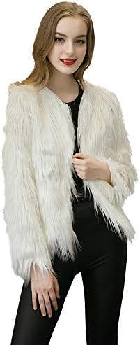 Women Faux Fur Ostrich Feather Soft Fur Coat Jacket Fluffy Winter Xmax
