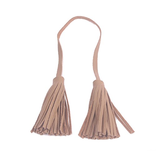 ZOONAI Women Leather Tassel Bag Tag Handbag Wallet Purse Decorations (Coffee)