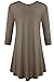 JollieLovin Womens 3/4 Sleeve Loose Fit Swing Tunic Tops Basic T Shirt (Khaki, 1X)
