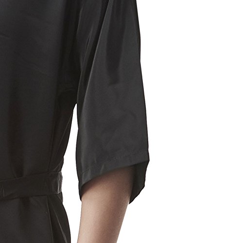 Colorfulife Salon Client Gown Robe Floral Printing Smock Kimono Hairdressing Cape Dress Beauty SPA Hotel Barber Guest Clothes Night-gown Wrap A008 (Black) - Thumbnail 2