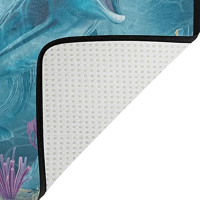 Mr.XZY Small Doormat Mermaid Dolphins Ocean Life Pretty Pattern Welcome Mat Anti-Slip Lock Water Outdoor Mat Front… 41Q67UIqmkL