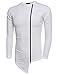 Coofandy Men's Shirts Casual Zipper Shirt Irregular Long Sleeve T Shirt,White,Medium