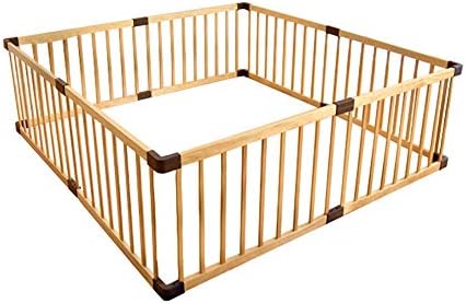 Playpen Playard Baby, Wooden Toddlers Playard, Room Divider, 8 Panels Play Game Fence, 176×176×56cm, 9.5kg