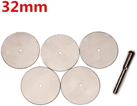 5Pcs 32mm Stainless Steel Slice Metal Cutting Disc with 1 Mandrel for Dremel Rotary Tools