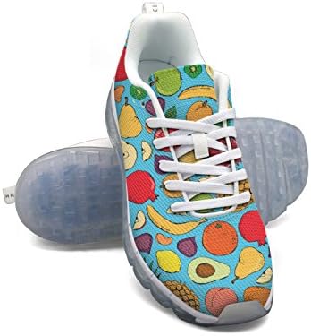 djghgpop Attractive Women Mesh Colored Fruits Doodle Pineapple Avocado Traveling Air Cushion Track Sneaker