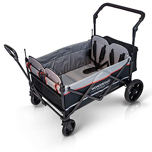 WonderFold X4 Push & Pull Quad Stroller Wagon (4 Seater) Featuring