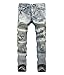 Mens Vintage Slim Fit Straight Destroyed Hole Ripped Skinny Jeans 118-Washed,34