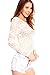 Lolli Couture SHEER LONG SLEEVES FLORAL LACE CASUAL TOP