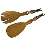 Hand-Carved Zebra Salad Tongs