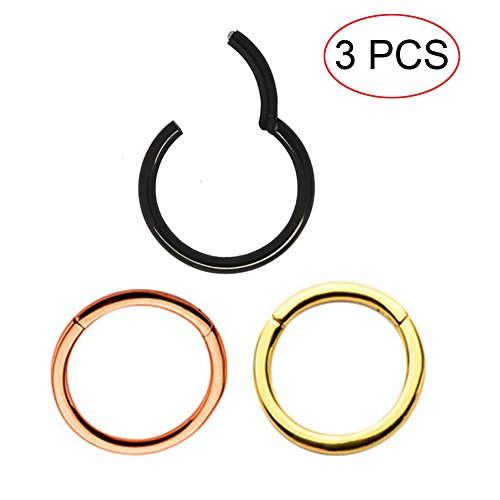 14g 3/8'' Hinged Septum Clicker Segment Nose Ring Lip Ear Cartilage Pls Choose Your Color