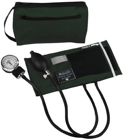 MABIS MatchMates Aneroid Sphygmomanometer Manual Blood Pressure Monitor Kit with Calibrated Nylon Cuff and Carrying Case, Hunter Green by MABIS DMI Healthcare