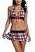 Avidlove Sexy Babydoll Lingerie Set Role Play Mini Plaid Skirt Red XL