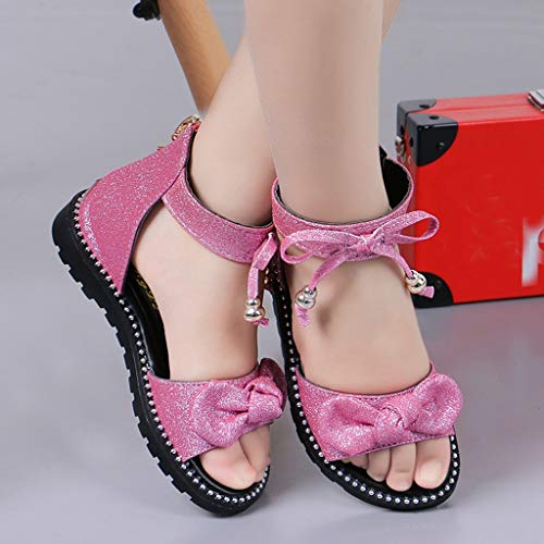Alimao Kids Girls Casual Shoes Summer Sandals,Bowknot Bling Sequins Princess Shoes Classic Refined Sequins Princess Shoes Casual Shoes Size 27-37