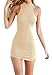 Bigyonger Women's Summer Halter Sleeveless Backless Sexy Mini Bandage Dress,Beige,Small