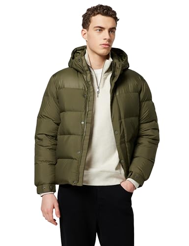 Tommy Hilfiger Herren Pufferjacke Mix Down Hooded Puffer Jacket mit Kapuze, Mehrfarbig (Army Green), S