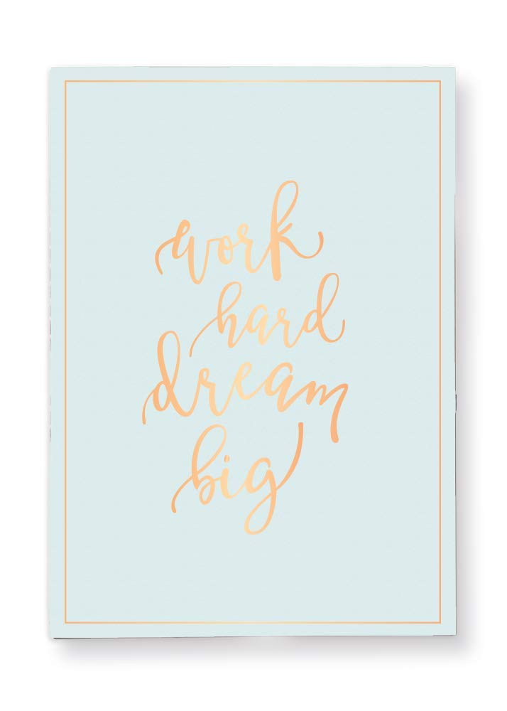 Grafik-Werkstatt 63765 large notebook, 52 lined pages with quilted stitching, copper cut, work hard dream big, 17 x 24 cm, mint