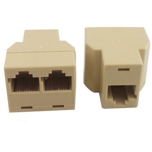 HDE RJ45 1 to 2 Dual Port CAT 5/CAT 6 LAN Ethernet Socket Splitter Connector Adapter
