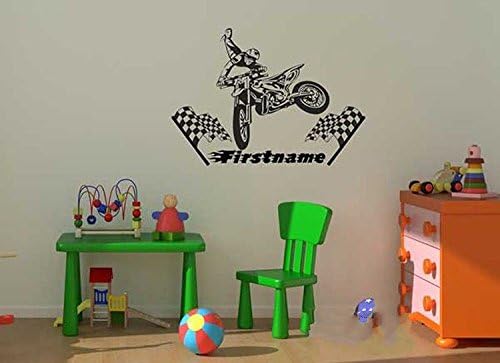 Cool Personalised Name Motocross Vinyl Wall Sticker Boys Bedroom Wall Decals Kids Room Art Decor-You select name and color