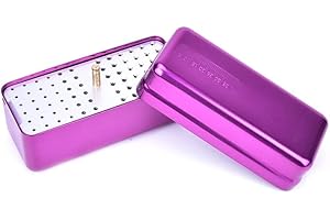 OUBO Endo Files Aluminum Box Disinfection Sterilizing Storage Case Bur Holder Stand Organizer Box 72 Holes (Purple)