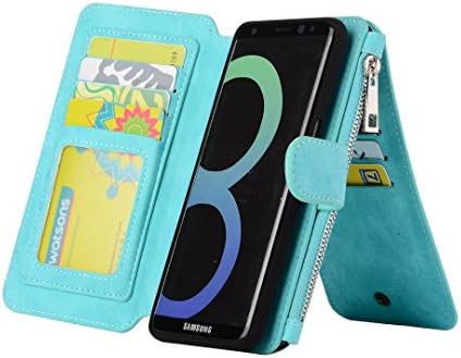 AIKIN Galaxy S8 Plus Case, Samsung S8 Plus Wallet Case [Detachable Wallet Folio] [2 in 1] [Premium Vegan Leather] Samsung S8 Plus Case Leather with Credit Card Holder Pocket (Mint)