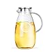 ONEISALL GYBL629 Penguin Shape Large Capacity Borosilicate Glass Water Pitcher with Stainless Steel Lid, Glass Water Jug for Hot or Cold Water, Ice Tea and Juice Beverage, 2600ML