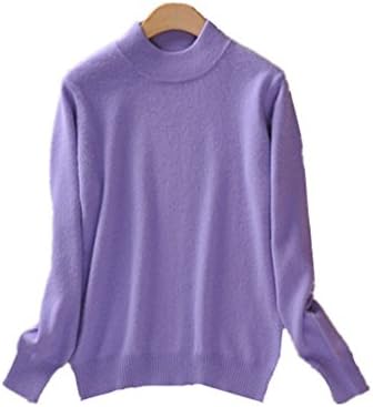 WHENOW Women's Slim Classic Wool Crew Neck Knit Jumper Pullover Sweater Lavender L