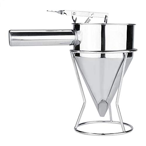 Ausla Piston Funnel, 800ml Stainless Steel Baking Funnel Dispenser with Handle and Stand for Cupcake, Waffles