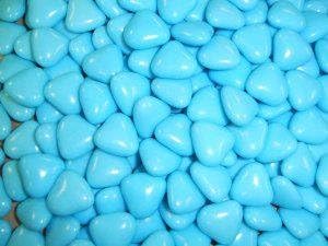 BLUE MINI HEART CHOCOLATE DRAGEES WEDDING FAVOURS X350