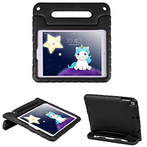 HDE iPad 6th Generation Case for Kids - iPad 9.7 inch 5th and 6th Generation Cases for Kids Shock Proof Protective Light Weight Cover with Handle Stand for Apple iPad 9.7 with Pencil Holder - Black