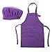 Opromo Painting Apron for Kids, Cooking Aprons and Chef Hat Set Cotton Canvas-Purple-L