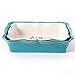 COLIBYOU 2-Piece Decorated Rectangular Ruffle Top Ceramic Bakeware Set, turquoise & floral