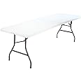 COSCO Fold-in-Half Banquet Table w/Handle, 8ft, White
