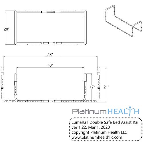 LumaRailTriple Safe, DoubleSided Dual Bed Assist Rail Support Bar