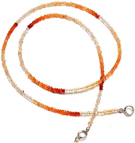 WORLD WIDE GEMSNatural Gemstone Mexican Fire Opal Micro Faceted 3MM Rondelle Beads 18 Inch Full Strand Very Rare Gem Beads Complete Necklace