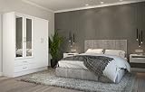 Seconique Nevada 4 Door 2 Drawer Wardrobe White Gloss Metal Handles view 11