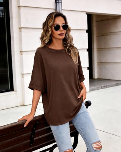 Terecey Women's Short Sleeve Basic Round Neck Soft and Comfortable Casual Oversized Style T-Shirt for Summer Spring Daily Work