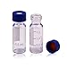 Membrane Solutions Autosampler Vials, 2ml HPLC Vials, 9-425 Lab Clear Vials with Write-on Spot and Graduations, 9mm Blue ABS Screw Caps & Septa for GC Sample Vials, 100 Pcs