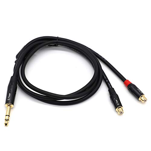 SiYear Dual RCA to 1/4" Cableï¼Œ6.35mm (1/4 inch) Male Stereo to 2RCA Female Y Splitter Adapter Cableï¼ˆ5Feet