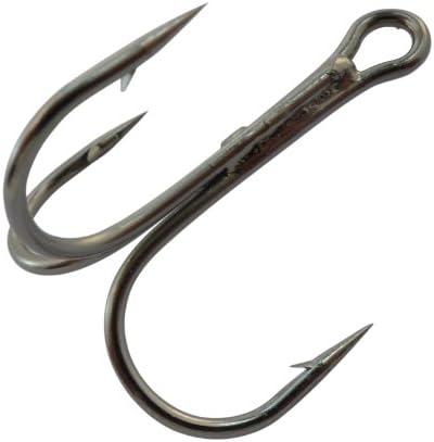 JRLGD 100Pcs 35656 Black Classic Treble Hooks Strong Sharp Round Bend Fishing Hooks Set High Carbon Steel Hooks for Saltwater Fishing Size 2 4 6 8 10 12