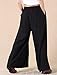 Mordenmiss Women's Linen Wide Leg Elastic Waistband Pants with Pockets Large Black
