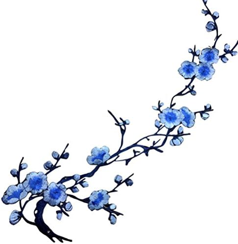 uhoMEy 1pcs Embroidered Plum Blossom Flower Patch Iron/Sew on Applique Motif Craft