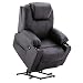 Mcombo Electric Power Lift Recliner Chair Sofa with Massage and Heat for Elderly, 3 Positions, 2 Side Pockets and Cup Holders, USB Ports, Faux Leather 7040 (Black)