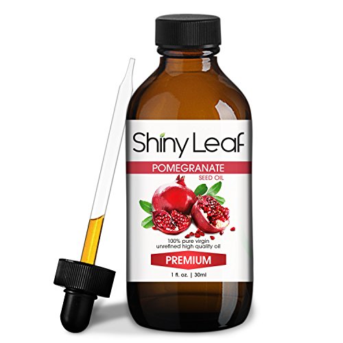 UPC 650003964177, Shiny Leaf Pomegranate Seed Oil, Cold Pressed, 100% Pure Virgin and Unrefined and Natural, Moisturizes, Renews Skin cells, Reduces Wrinkles, Packed with Vitamins, Minerals, 1 oz./30 mL