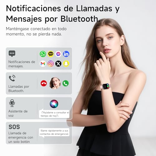 Lgnitek 2026 ECG+HRV Women's Smart Watch with BMI/Blood Pressure/Microcheck, 2.2'' Curved Screen 3D Ultra-Large Smartwatch with 24H Heart Rate Monitor, Body Temperature, Sleep, iOS Android